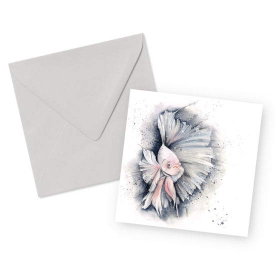 Betta Fish Square Greetings Card and Envelope