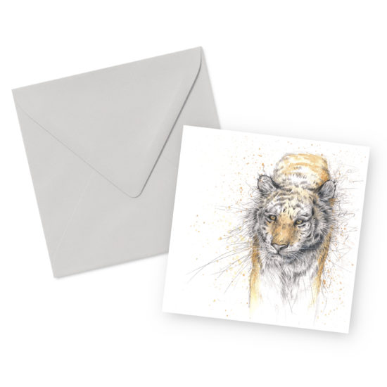 Tiger Square Greetings Card and Envelope