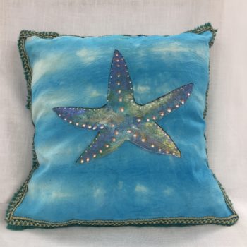 View of Starfish Cushion Cover with pad inside