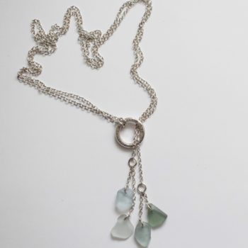 Sea Glass and Sterling Silver and Sea Glass Necklace by Jane Martin