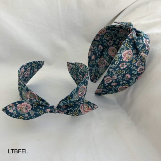 Liberty Felicite Teal Headband with small bow by Jo Weeks