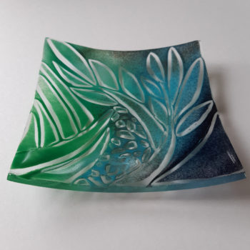 Fern Glade glass shallow dish by Christine Jeffryes