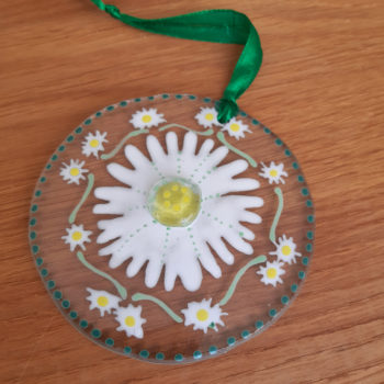 Glass Hanging Daisy by Christine Jeffryes