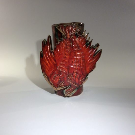 Red Fish Vase by Janis Volckman
