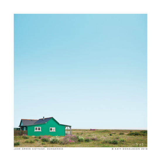 Jade Green Cottage, Dungeness, a print by Katy Donaldson