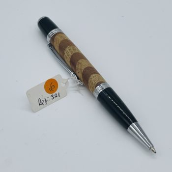 Oak/Mahogony Diagonally Banded Pen by Tony Clifford