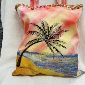 Palm-tree themed cotton tote bag by Pat Matthews
