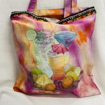 Cocktail-themed cotton tote bag by Pat Matthews