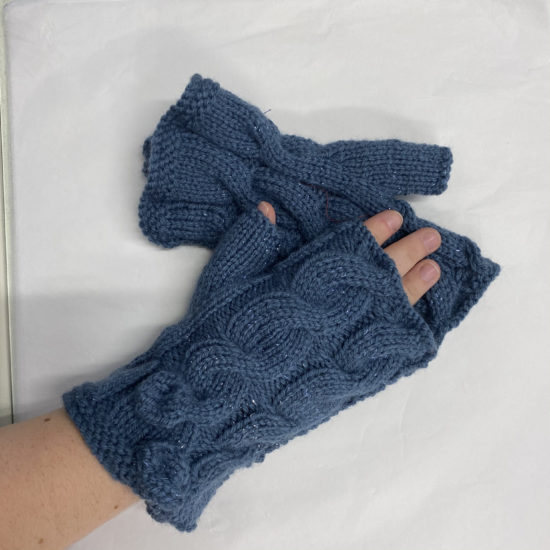 Hand-knitted wrist warmers by Christine Kolinsky