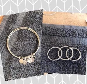 Examples of Jana Brejchova's workshop rings and bangles in sterling silver