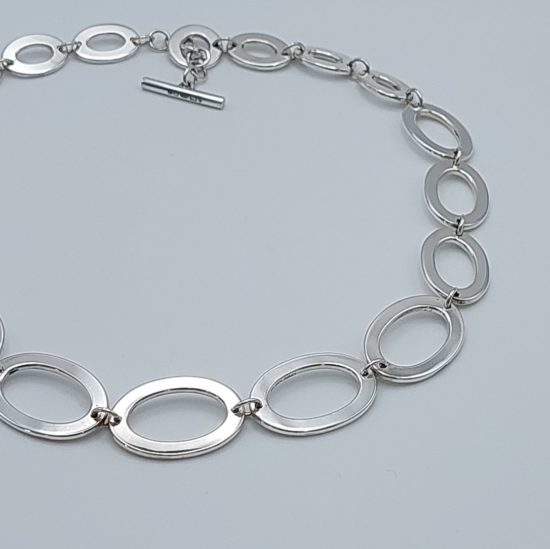 Handmade Oval linked Sterling Silver Necklace by Jane Martin