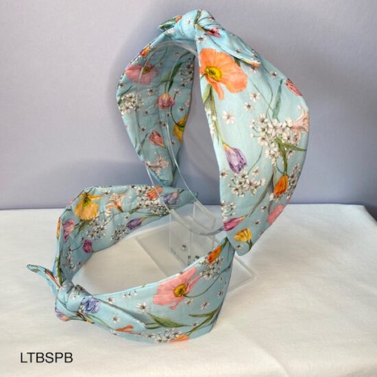 Liberty Spring Blooms Blue headband with bow by Jo Weeks